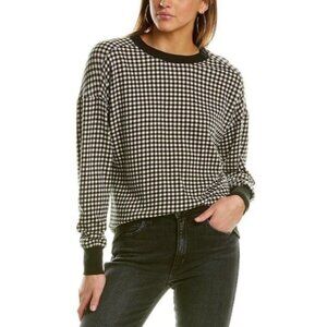 Alice Olivia Natalie Black White Gingham Boxy Sweater Sweatshirt Womens Sz Small